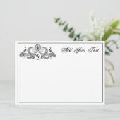 Carte Monogramme de paons vintage (Debout devant)
