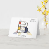 Carte Monogramme de style néoplasticisme. Lettre B (Fleur jaune)