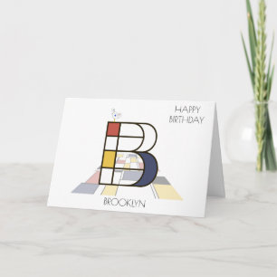 Carte Monogramme de style néoplasticisme. Lettre B