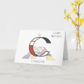 Carte Monogramme de style néoplasticisme. Lettre C (Fleur jaune)