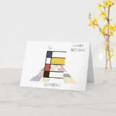 Carte Monogramme de style néoplasticisme. Lettre E (Fleur jaune)