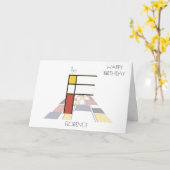 Carte Monogramme de style néoplasticisme. Lettre F (Fleur jaune)
