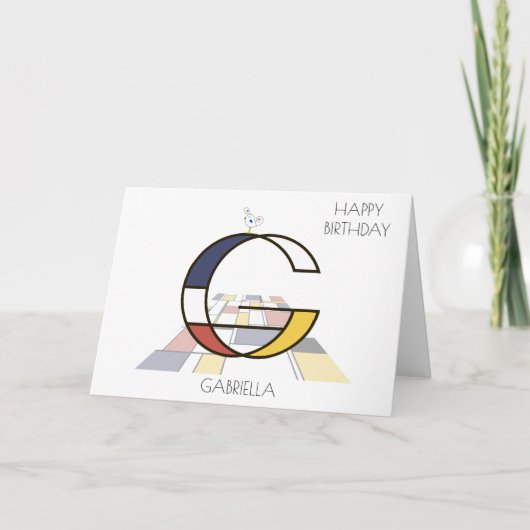 Carte Monogramme de style néoplasticisme. Lettre G (Devant)