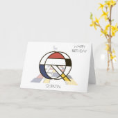 Carte Monogramme de style néoplasticisme. Lettre Q (Fleur jaune)