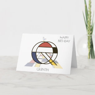 Carte Monogramme de style néoplasticisme. Lettre Q