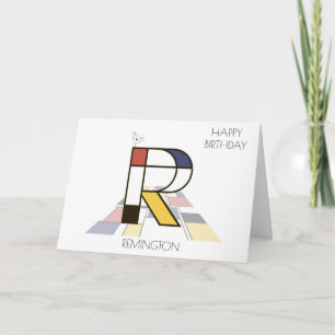 Carte Monogramme de style néoplasticisme. Lettre R