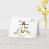 Carte Monogramme de style néoplasticisme. Lettre T (Fleur jaune)
