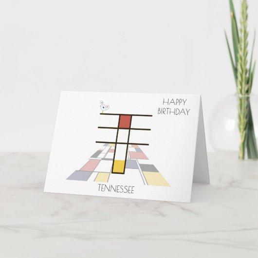 Carte Monogramme de style néoplasticisme. Lettre T (Devant)