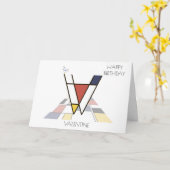 Carte Monogramme de style néoplasticisme. Lettre V (Fleur jaune)