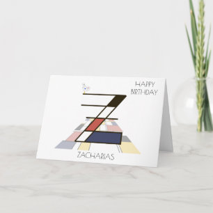 Carte Monogramme de style néoplasticisme. Lettre Z