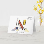 Carte Monogramme de style néoplasticiste. Lettre N (Fleur jaune)