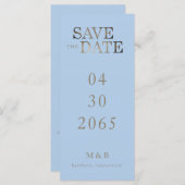 Carte Monogramme de texte bleu moderne Enregistrer la da (Devant / Derrière)