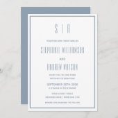 Carte Monogramme Dusty Bleu & Blanc Moderne Simple Maria (Devant / Derrière)