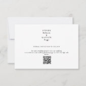 Carte Monogramme élégant Mariage noir QR Code Enregistre (Dos)