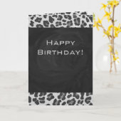 Carte Monogramme Empreinte de léopard noir et blanc (Fleur jaune)