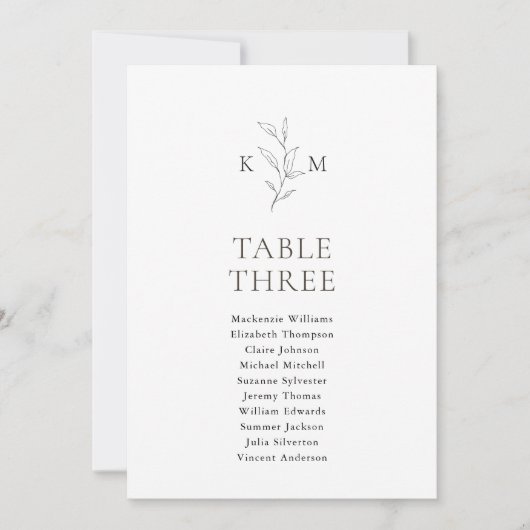 Carte Monogramme Feuille d'olive (Devant)