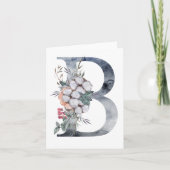 Carte Monogramme floral bleu initial B (Devant)