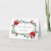 Carte Monogramme floral rouge Poinsettia plié (Devant)