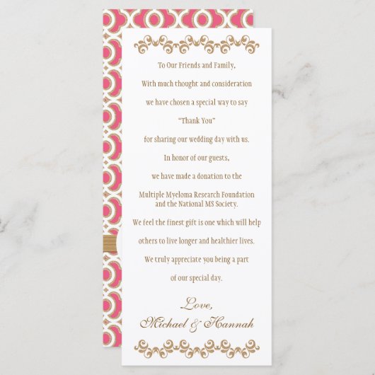 Carte Monogramme Fuchsia Gold Mariage marocain (Devant / Derrière)