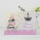 Carte Monogramme gâteau de mariage rose PixDezines (Debout devant)
