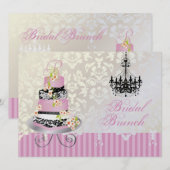 Carte Monogramme gâteau de mariage rose PixDezines (Devant / Derrière)