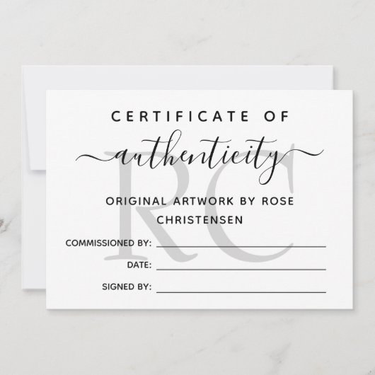 Carte Monogramme gris plus grand certificat d'authentici (Devant)
