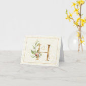 Carte Monogramme H Floral Note Gold (Fleur jaune)