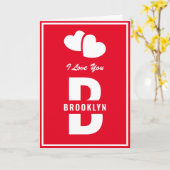 Carte Monogramme Heureuse Sainte-Valentin Rouge Blanc Hi (Fleur jaune)