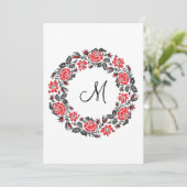 Carte Monogramme initial des roses rouges à point croisé (Debout devant)