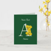 Carte Monogramme initiale A jonquille florale personnali (Fleur jaune)