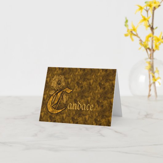 Carte Monogramme Initiale C Fleur de Pivoine en Or Perso (Fleur jaune)