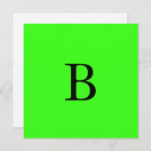 Carte Monogramme Initiales Neon Vert brillant Cool coule (Devant / Derrière)