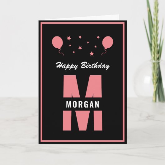 Carte Monogramme Joyeux Anniversaire N'Importe Quel Âge (Devant)