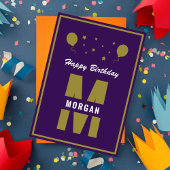 Carte Monogramme Joyeux Anniversaire N'Importe Quel Âge 