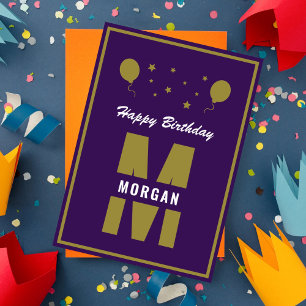Carte Monogramme Joyeux Anniversaire N'Importe Quel Âge