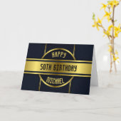 Carte Monogramme Joyeux Anniversaire Nom 50e personnalis (Fleur jaune)