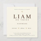 Carte Monogramme L Ours Neutre Animal de la Forêt Naissa (Dos)