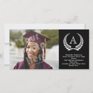 Carte Monogramme Laurel Noir/Blanc