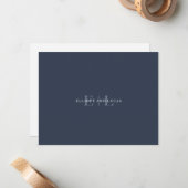Carte Monogramme Mariage Bleu Foncé Chic (Devant/Arrière en situation)