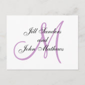 Carte Monogramme Mariage initiale blanche et Lilac (Devant)