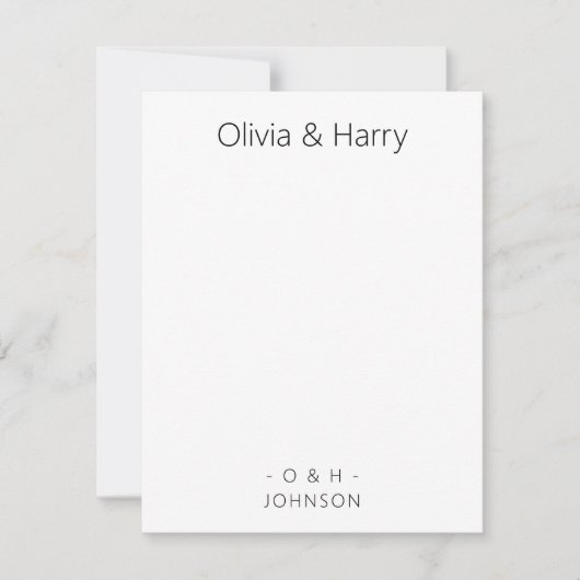 Carte Monogramme minimaliste Mariage noir blanc (Devant)