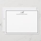 Carte Monogramme Noir & Blanc Flat Note (Devant)