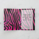 Carte Monogramme noir et rose chaud Zebra Design (Intérieur)
