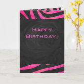 Carte Monogramme noir et rose chaud Zebra Design (Fleur jaune)