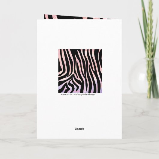Carte Monogramme noir et rose Zebra (Dos)