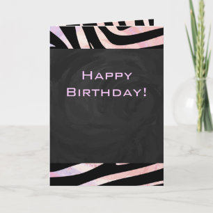 Carte Monogramme noir et rose Zebra