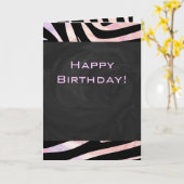 Carte Monogramme noir et rose Zebra (Fleur jaune)