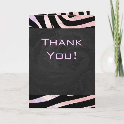 Carte Monogramme noir et rose Zebra (Devant)