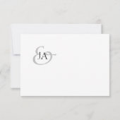 Carte Monogramme noir moderne Mariage photo Merci (Dos)