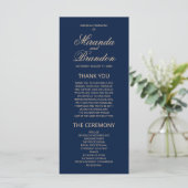 Carte Monogramme or de luxe Marine Blue Wedding Programm (Debout devant)